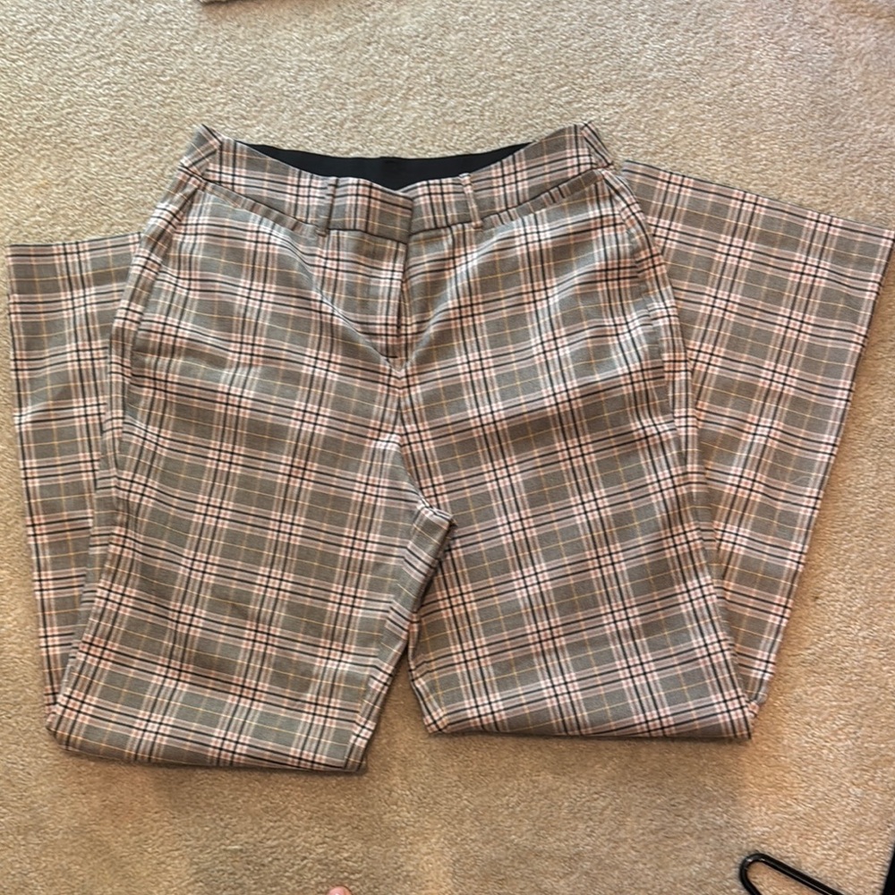 Lane Bryant plaid black and tan dress pants. Size 14 long
